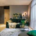Stylishly designed living room with luxurious elements and modern decor.